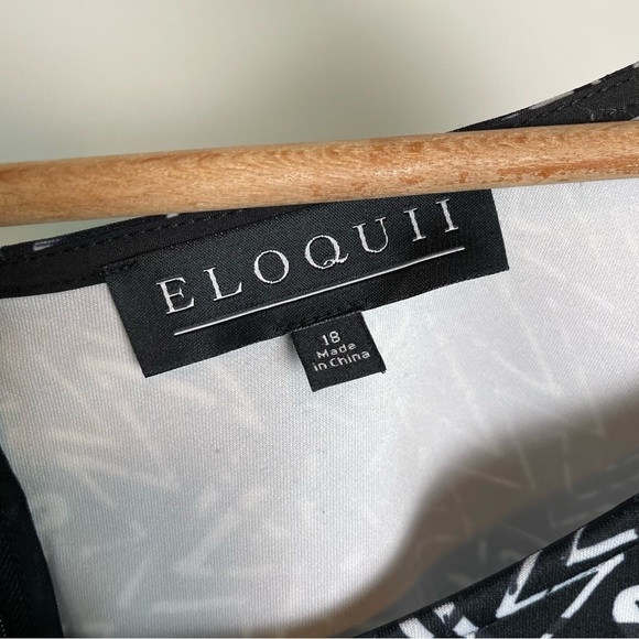 Eloquii Sheath Scuba 3/4 Sleeve Abstract Zig Zag Scribble Print Dress - Picture 5 of 8